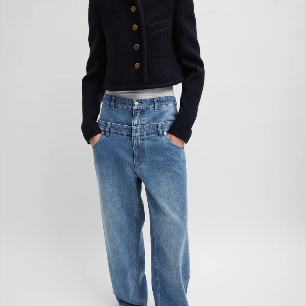 Tibi double waist jeans in a classic wash